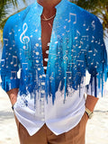 Oceanlyte Men's Graphic Music Notes Print Treble Clef Print Long Sleeve Shirt