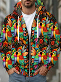 Oceanlyte Men's Floral Colorful Hummingbird Print Long Sleeve Sweatshirt with Chest Pocket