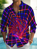 Oceanlyte Neon Grid Tunnel Men's Long Sleeve Shirt with Chest Pocket