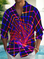 Oceanlyte Neon Grid Tunnel Men's Long Sleeve Shirt with Chest Pocket