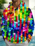 Oceanlyte Colorful Sequins Men's Long Sleeve Hoodie with Chest Pocket