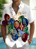 Oceanlyte Men's Printed Abstract Watercolor Blobs Print Short Sleeve Shirt with Chest Pocket
