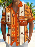 Oceanlyte Men's Hawaiian Tribal Geometric Pattern Short Sleeve Shirt with Chest Pocket