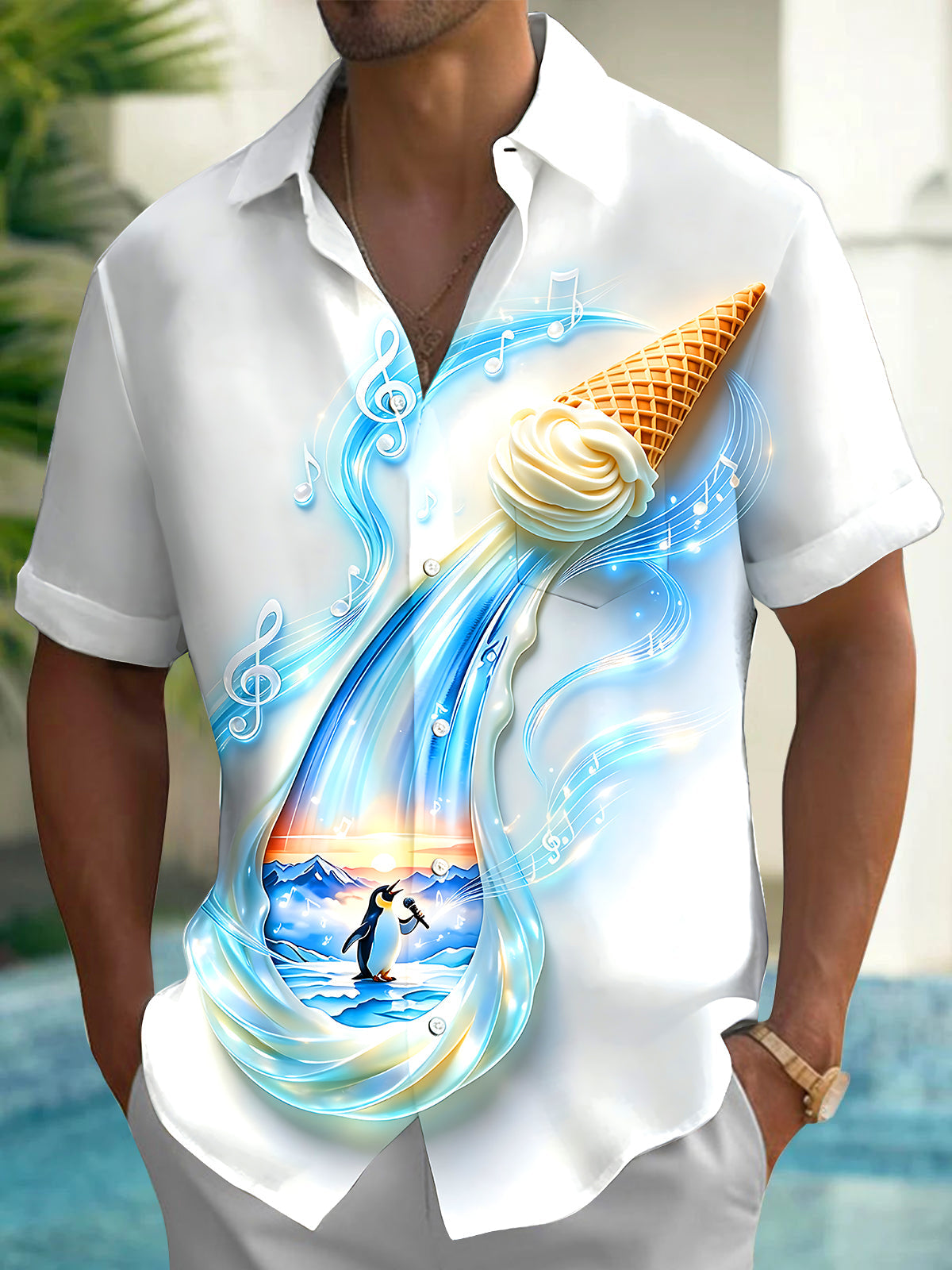Oceanlyte Men's Graphic Printed Print Casual Print Short Sleeve Shirt with Chest Pocket