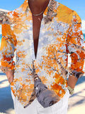 Oceanlyte Men's Printed Autumn Birch Forest Print Long Sleeve Shirt with Chest Pocket