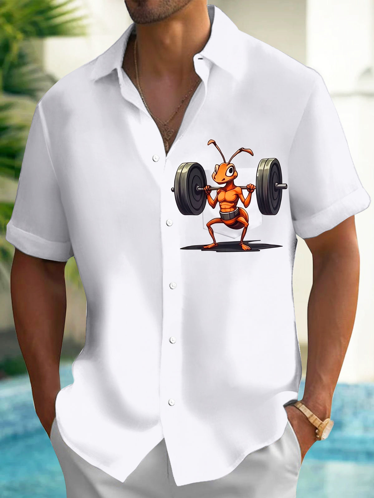 Oceanlyte Men's Graphic Gym Print Short Sleeve Shirt with Chest Pocket