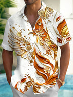 Oceanlyte Men's Graphic Gilded Phoenix Print Short Sleeve Shirt with Chest Pocket