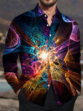 Oceanlyte Neon Glow Fractal Art Men's Pocket Long Sleeve Shirts