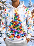Oceanlyte Christmas Lights Christmas Tree Theme Men's Long Sleeve Pocket Hooded Sweatshirt