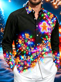 Oceanlyte Men's Graphic Gingerbread Man Print Long Sleeve Shirt with Chest Pocket
