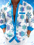 Oceanlyte Men's Printed Snowflake Pattern Long Sleeve Shirt with Chest Pocket