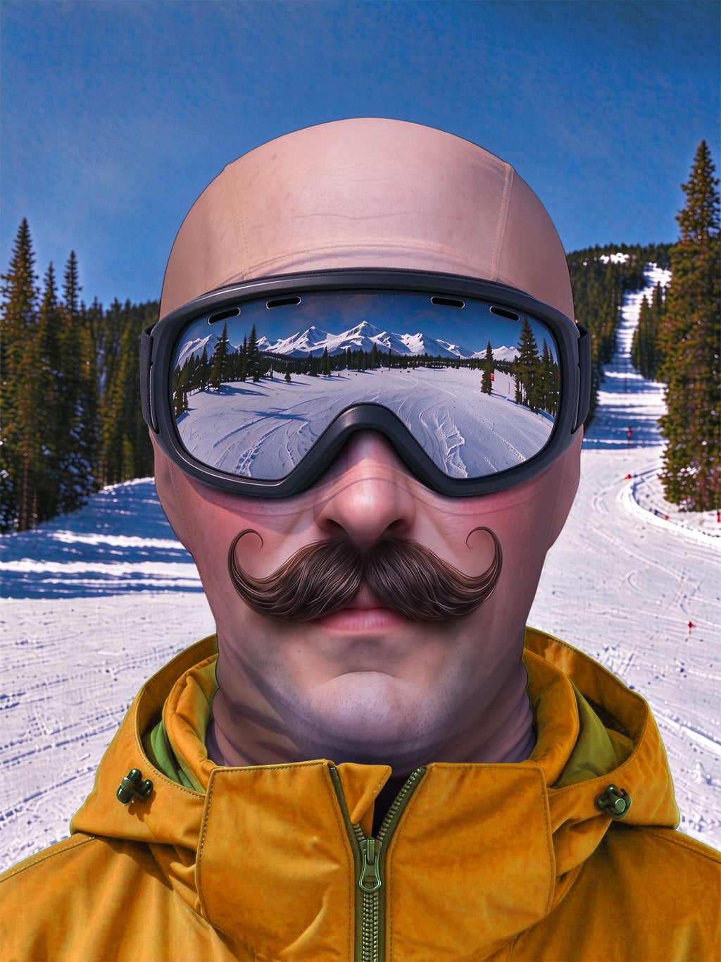 Oceanlyte Funny Curled Handlebar Mustache Face Ski Mask