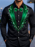 Oceanlyte Men's Printed Tuxedo Jacket And Bow Tie Print Long Sleeve Shirt with Chest Pocket