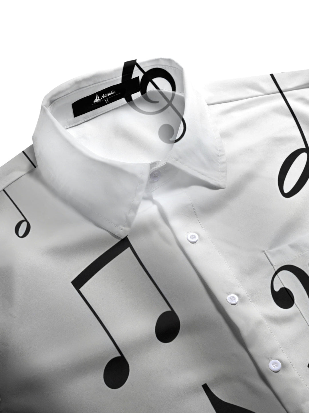 Oceanlyte Men's Graphic Musical Notes Gradient Print Short Sleeve Button Down Shirt with Chest Pocket