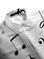 Oceanlyte Men's Graphic Musical Notes Gradient Print Short Sleeve Button Down Shirt with Chest Pocket