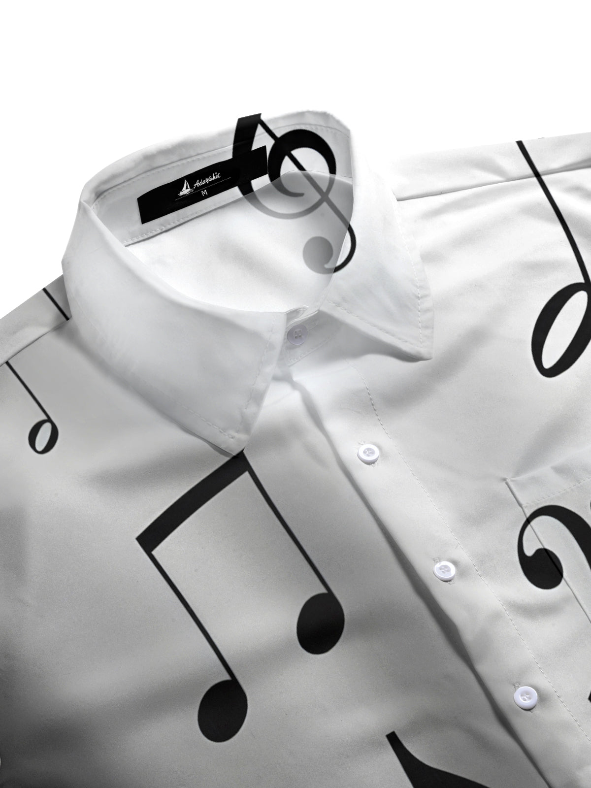 Oceanlyte Men's Graphic Musical Notes Gradient Print Short Sleeve Button Down Shirt with Chest Pocket