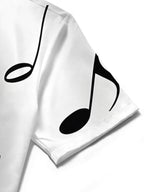 Oceanlyte Men's Graphic Musical Notes Gradient Print Short Sleeve Button Down Shirt with Chest Pocket