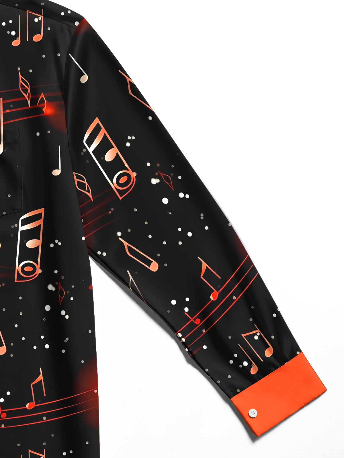 Oceanlyte Men's Musical Notes Graphic Print Long Sleeve Button Down Shirt with Chest Pocket