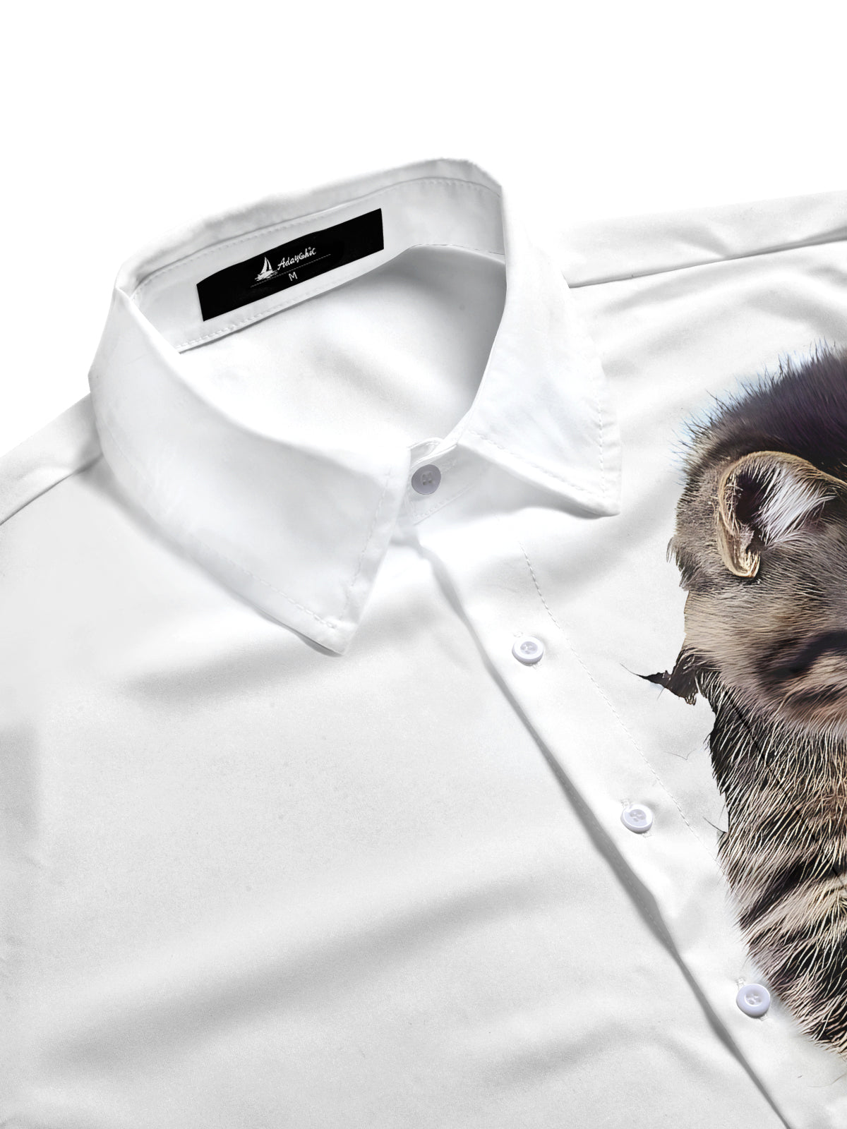 Oceanlyte Men's 3D Kitten Graphic Print Long Sleeve Button Down Shirt with Chest Pocket