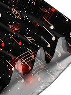 Men's Graphic Musical Note Pattern Print Short Sleeve Button Down Shirt with Chest Pocket