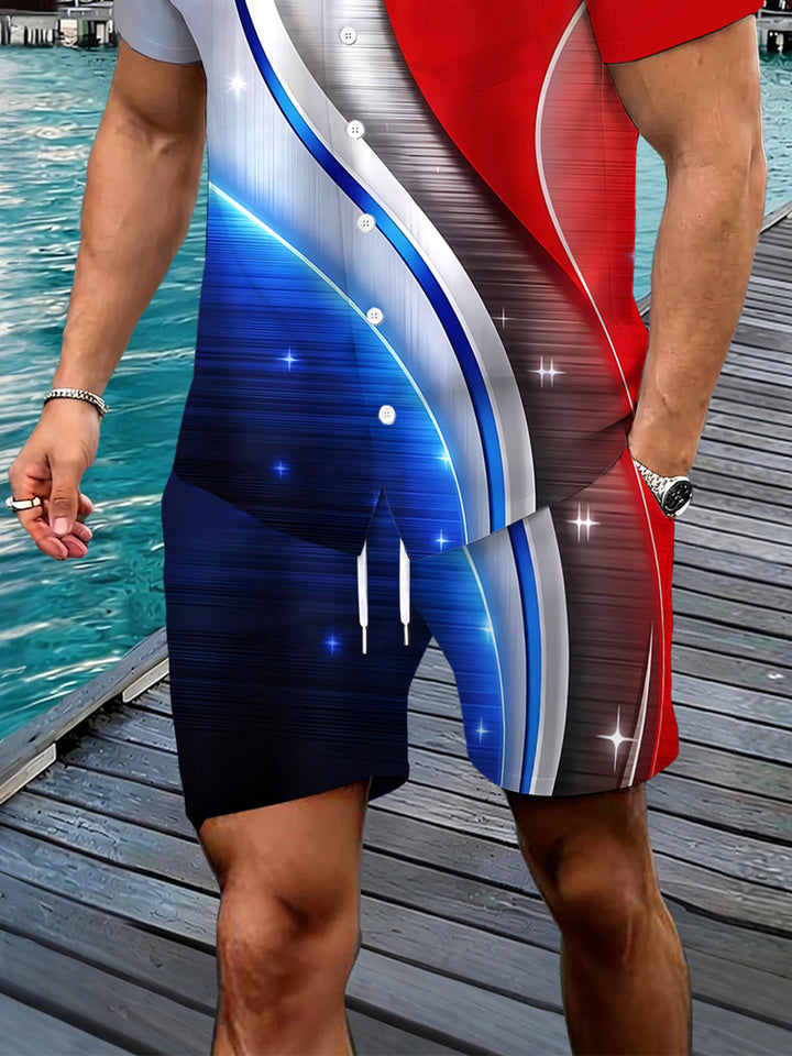 Independence Abstract Men's Pocket Short Sleeve Set