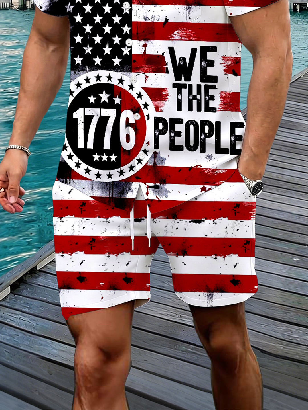1776 We The People Men's Pocket Short Sleeve Set