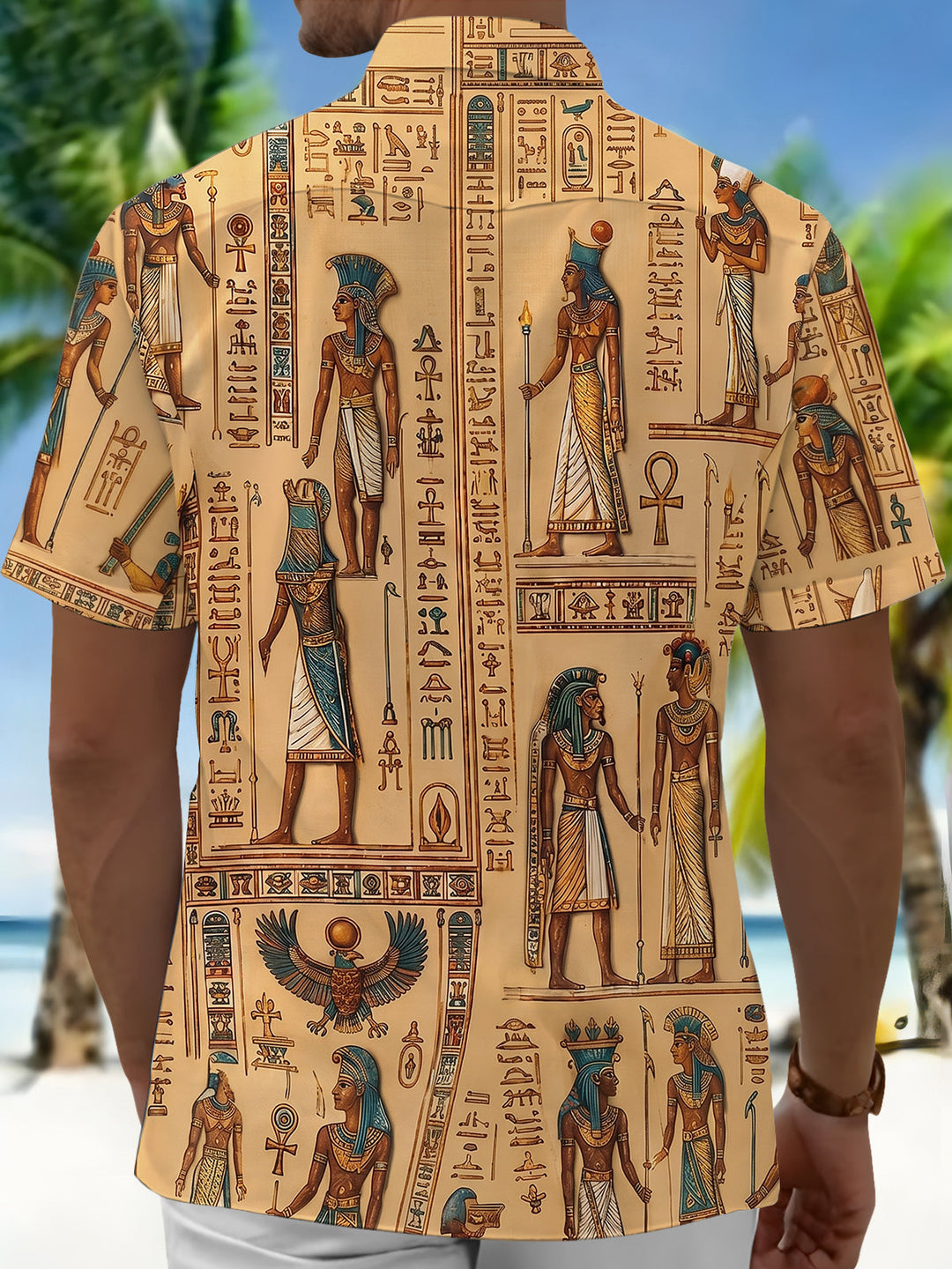 Ancient Egyptian Hieroglyphs Totem Men's Pocket Short Sleeve Shirts