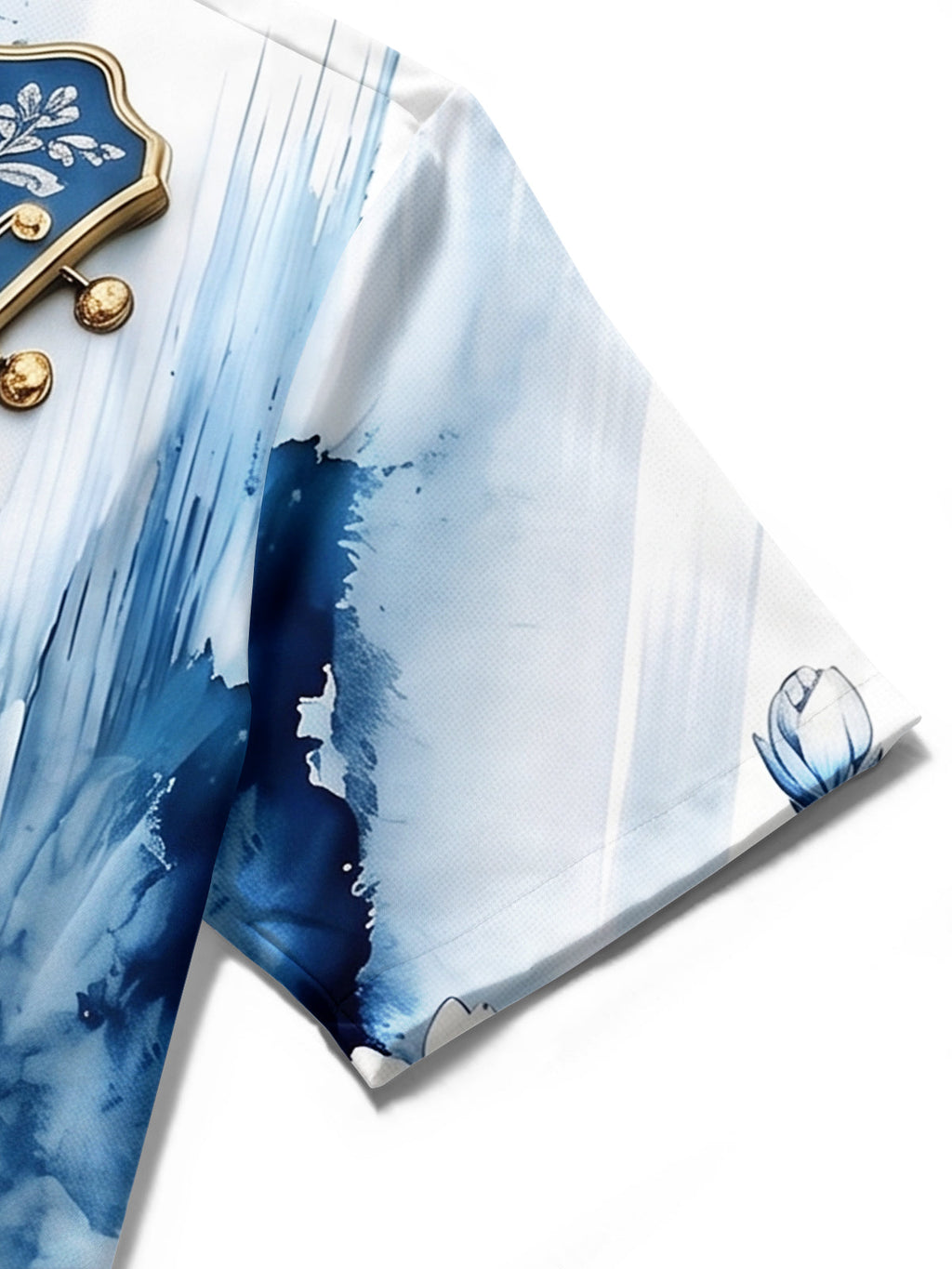 Blue Floral Guitar Gradient Abstract Music Men's Pocket Short Sleeve Shirts