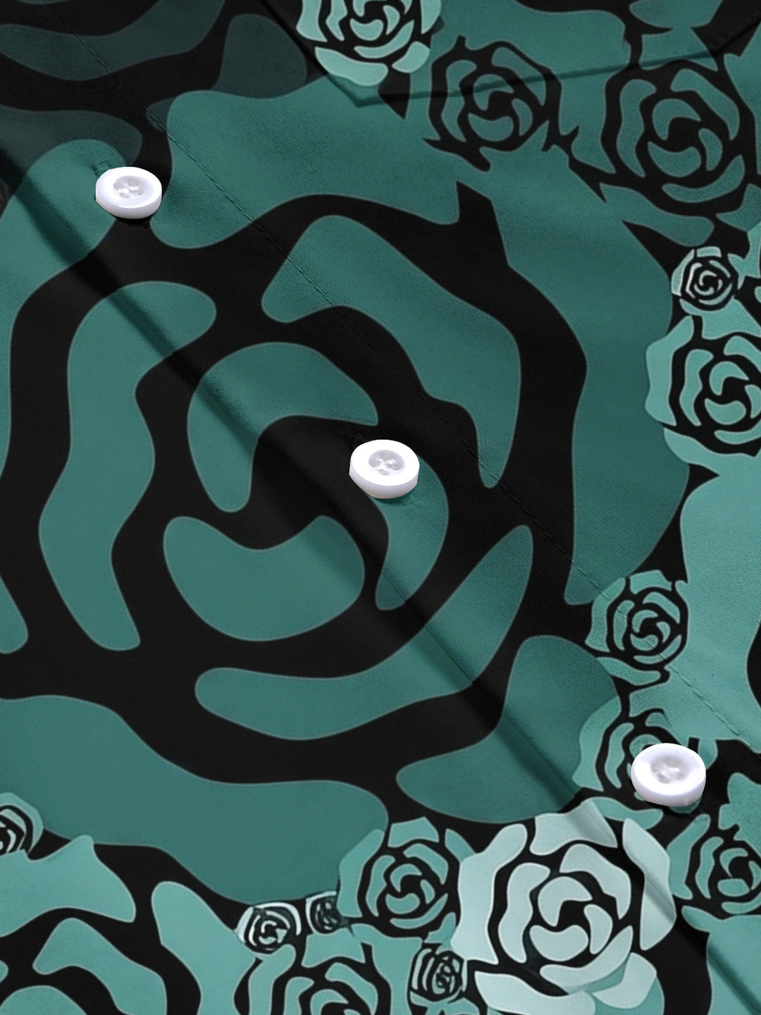 Dark Green Roses Men's Pocket Short Sleeve Shirts