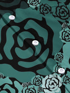 Dark Green Roses Men's Pocket Short Sleeve Shirts