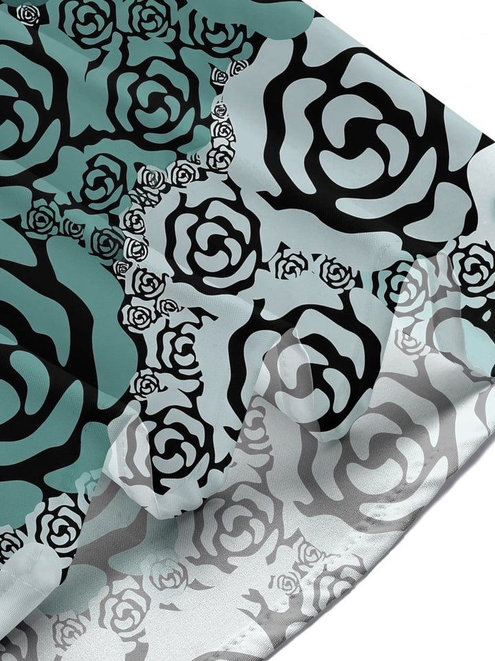 Dark Green Roses Men's Pocket Short Sleeve Shirts