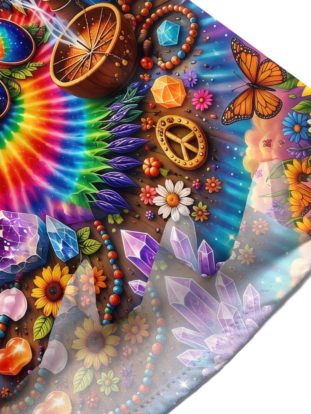 Hippie Peace Colorful Guitar Bohemian Men's Pocket Short Sleeve Shirts