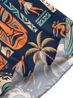 Hawaiian Tribal Tiki Mask Parrot Men's Pocket Short Sleeve Shirts
