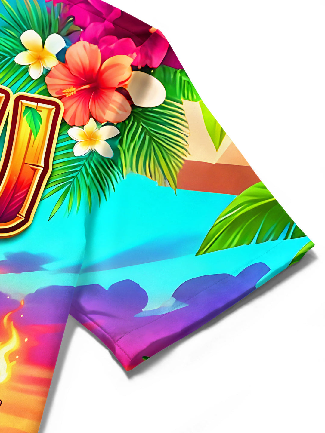 Hawaiian Luau Party Tiki Totem Hibiscus Flower Men's Pocket Short Sleeve Shirts