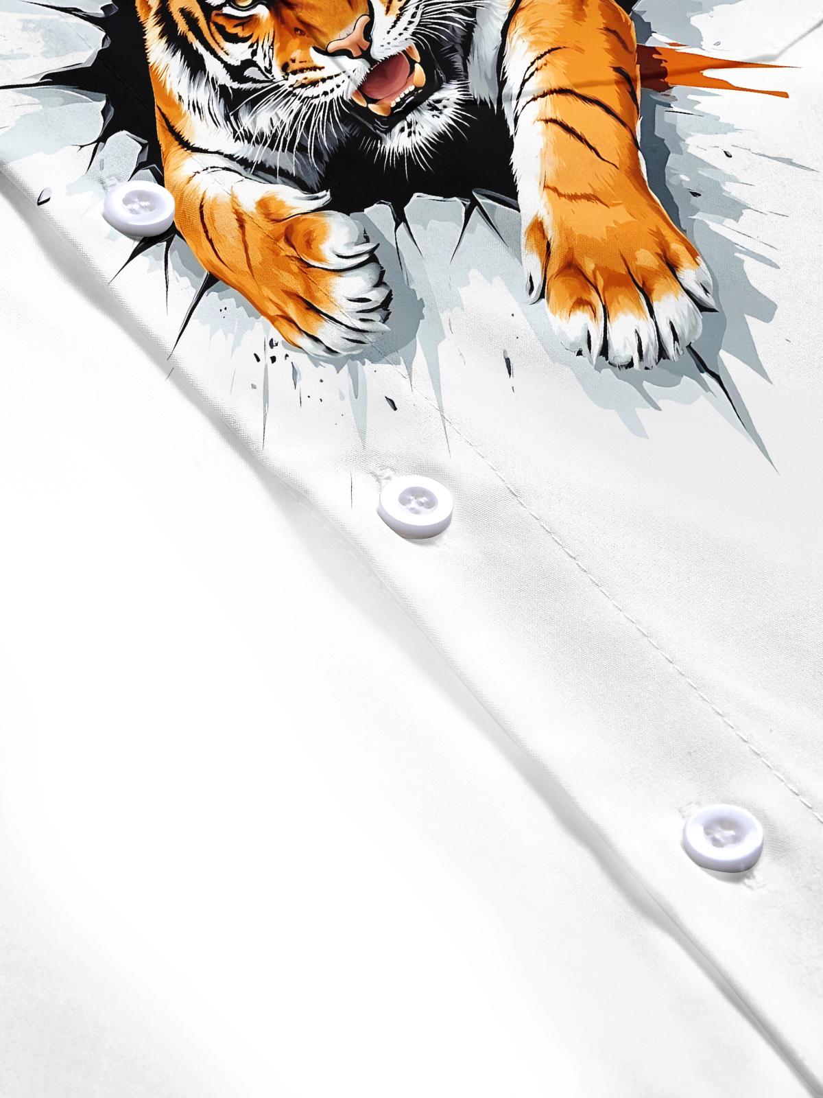 Oceanlyte Tiger Print Men's Pocket Short Sleeve Shirts