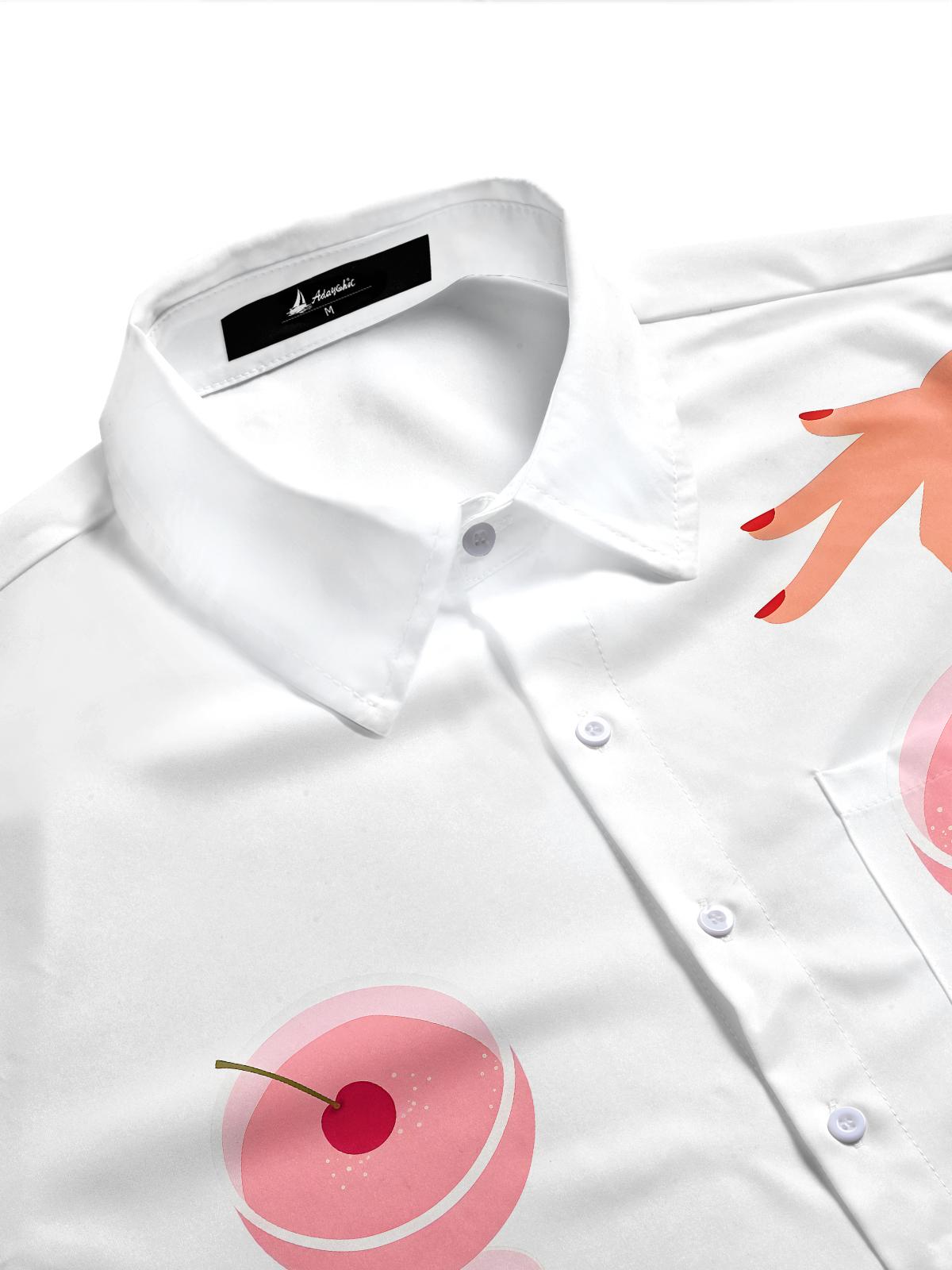 Oceanlyte Fun Cherry Cocktail Wine Men's Pocket Short Sleeve Shirts