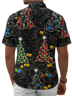 Oceanlyte Christmas Hawaiian Shirts for Men Christmas Tree Short Sleeve Holiday Shirts Trendy Basic Tops for Leisure Vacation fabulous