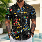 Oceanlyte Christmas Hawaiian Shirts for Men Christmas Tree Short Sleeve Holiday Shirts Trendy Basic Tops for Leisure Vacation fabulous