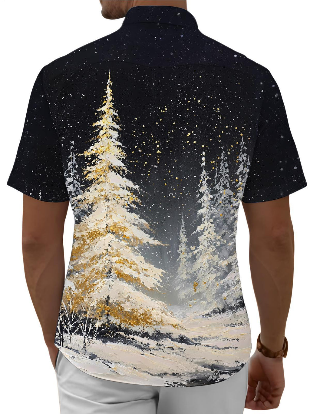 Oceanlyte Christmas Shirts for Men Christmas Tree Button Up Loose Fit Printed Shirts Fashion Casual Tops with Pocket for Party reliable