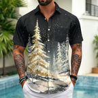 Oceanlyte Christmas Shirts for Men Christmas Tree Button Up Loose Fit Printed Shirts Fashion Casual Tops with Pocket for Party reliable