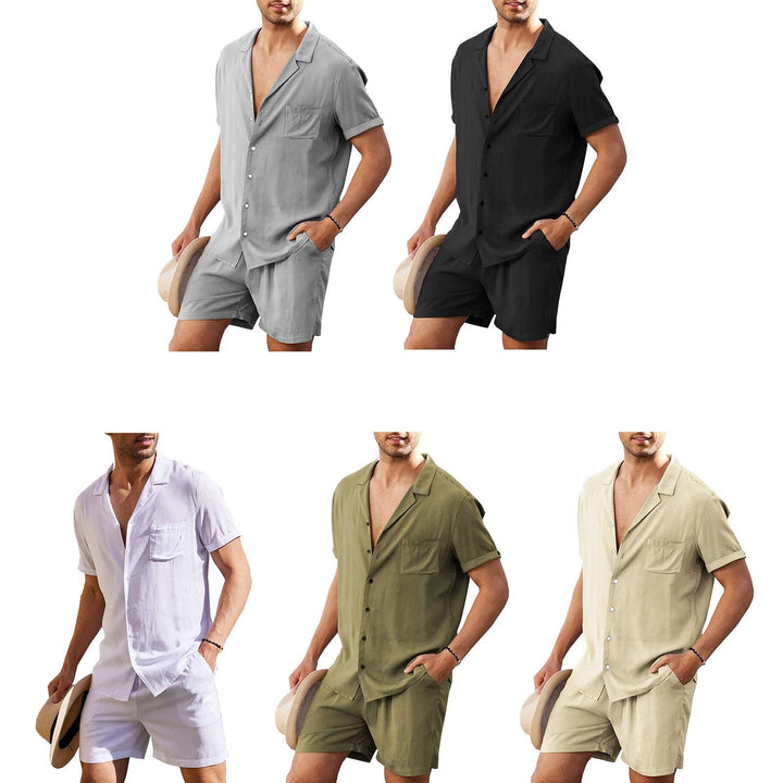 Mens Short Sets 2 Piece Botton Up Shirt and Shorts Outfits Lounge Matching Set for Vacation Beach Travel steadfast