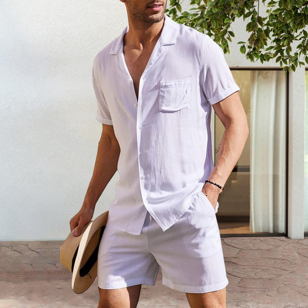 Mens Short Sets 2 Piece Botton Up Shirt and Shorts Outfits Lounge Matching Set for Vacation Beach Travel steadfast