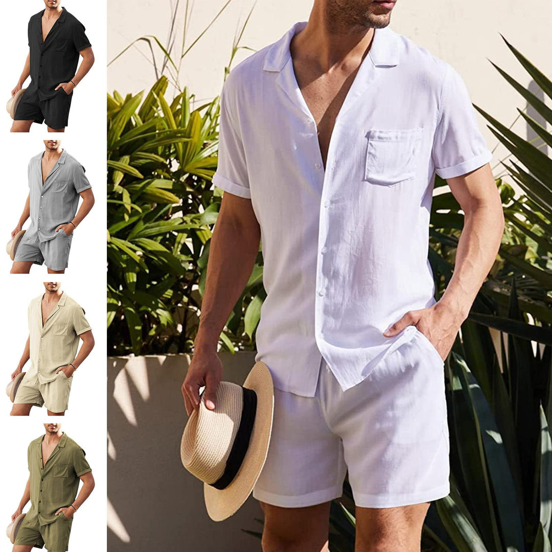 Mens Short Sets 2 Piece Botton Up Shirt and Shorts Outfits Lounge Matching Set for Vacation Beach Travel steadfast