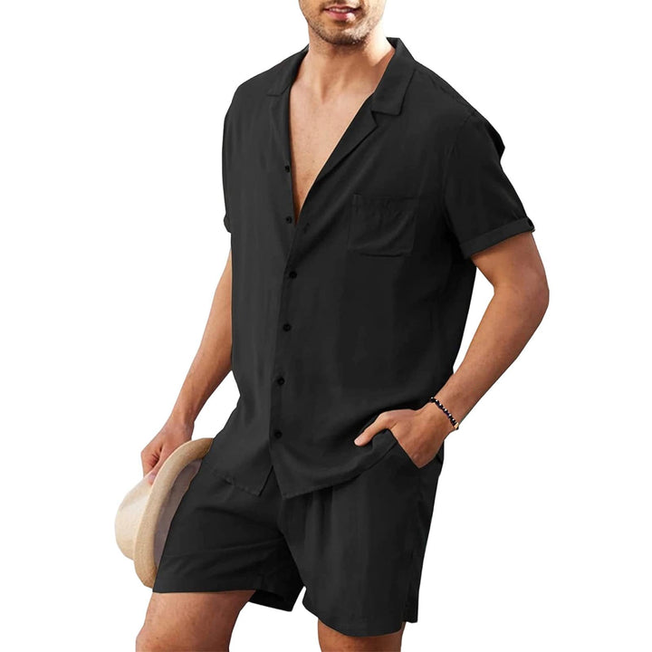 Mens Short Sets 2 Piece Botton Up Shirt and Shorts Outfits Lounge Matching Set for Vacation Beach Travel steadfast