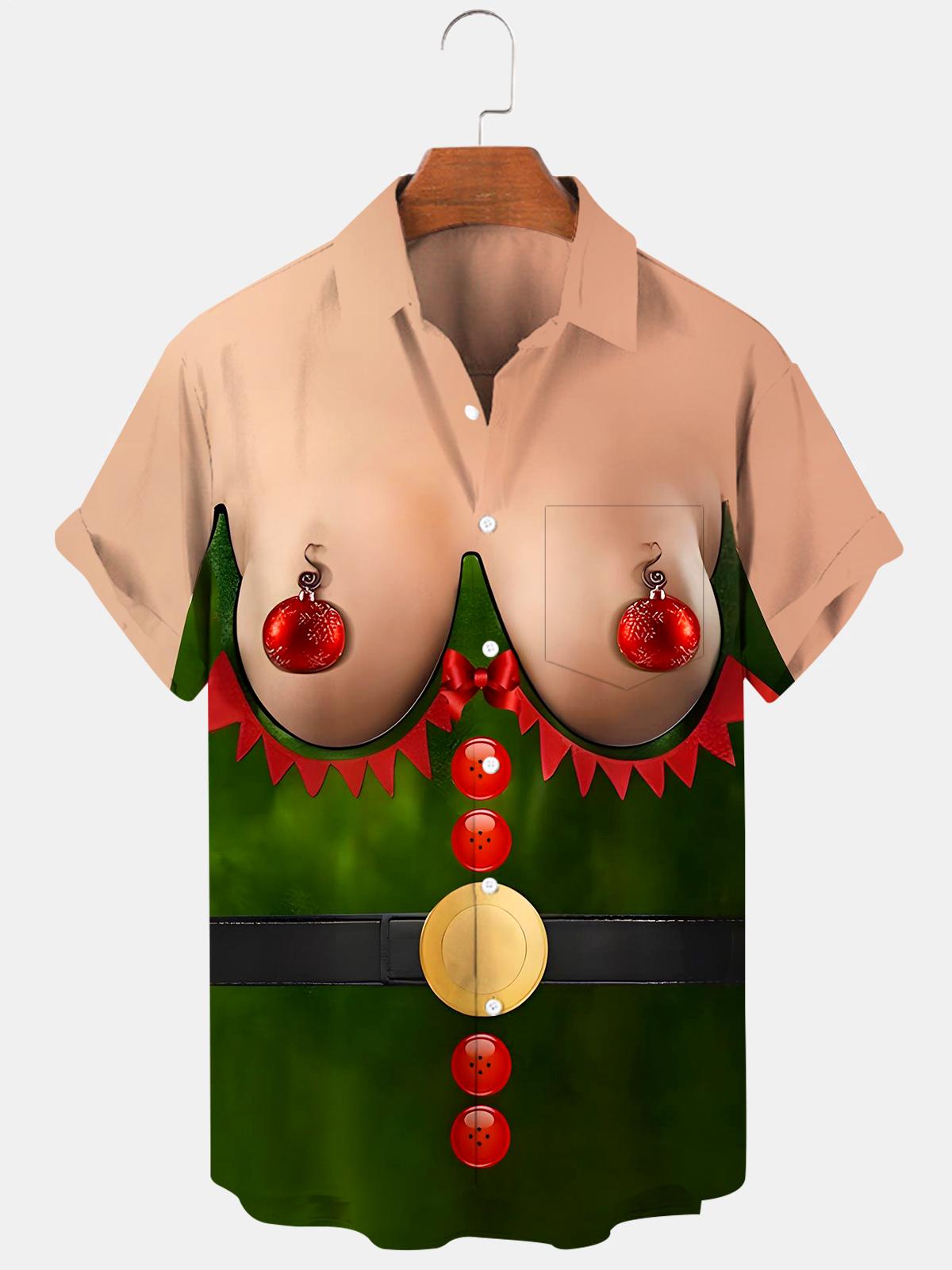 Oceanlyte Funny Christmas Costume Men's Pocket Short Sleeve Shirts