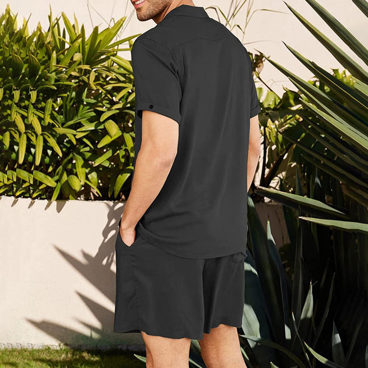 Mens Short Sets 2 Piece Botton Up Shirt and Shorts Outfits Lounge Matching Set for Vacation Beach Travel steadfast