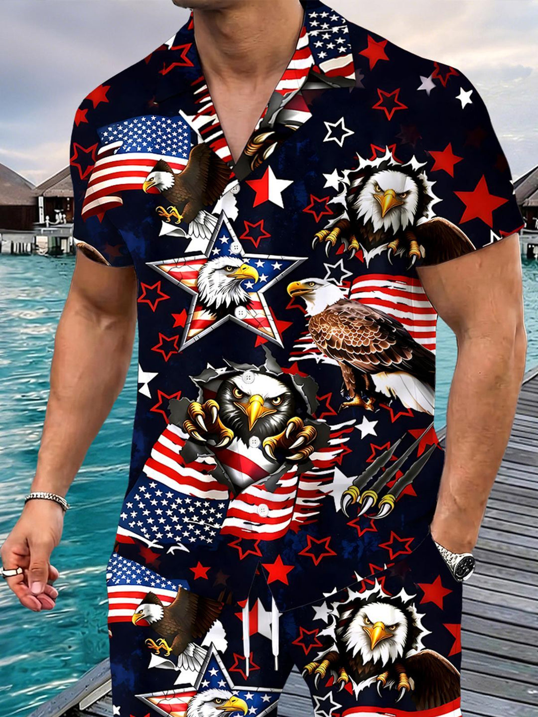 Independence Eagle Men's Pocket Short Sleeve Set