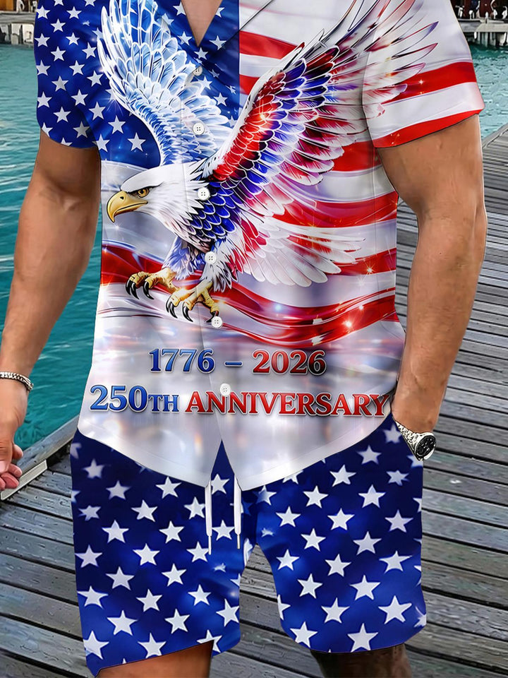 250th Anniversary Celebrate Eagle Men's Pocket Short Sleeve Sets