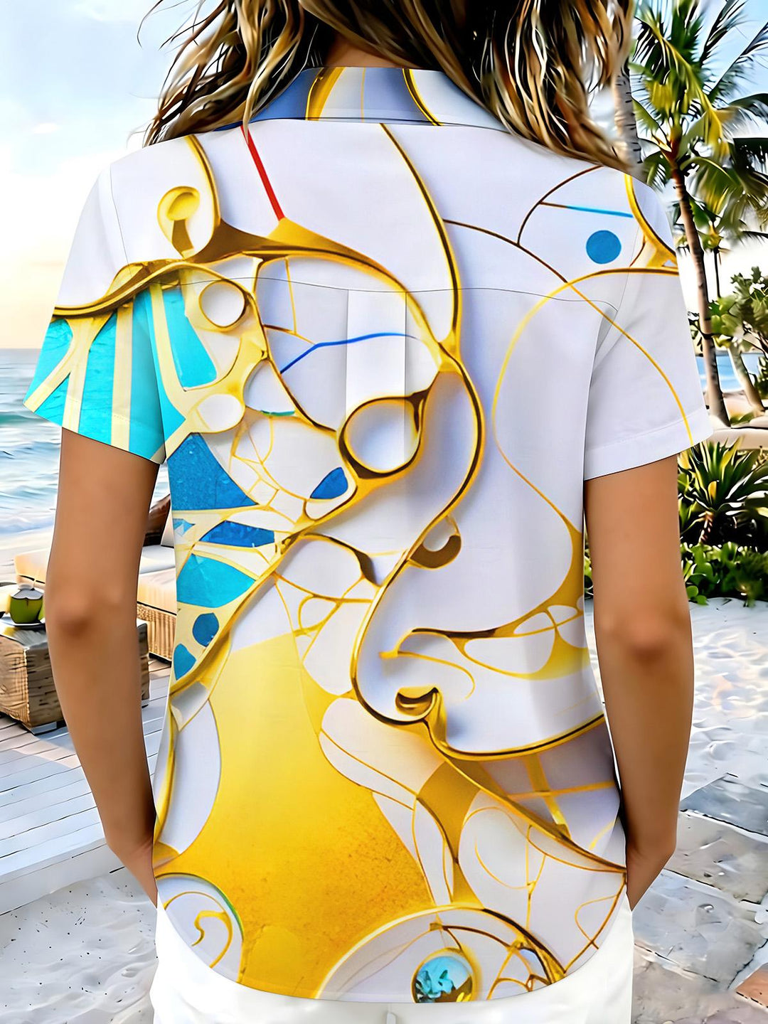 Art Molten Gold Fluid Women's Short Sleeve Shirts