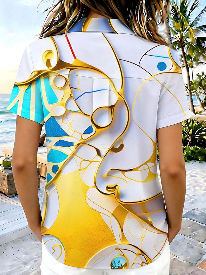 Art Molten Gold Fluid Women's Short Sleeve Shirts
